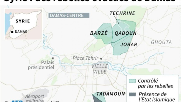 Syrie: des combattants rebelles quittent Damas pour la première fois Syrie: des combattants rebelles quittent Damas pour la première fois