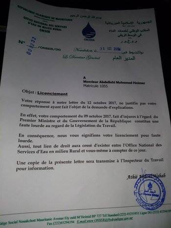 Ould El Haimer licencié pour avoir critiqué le PM