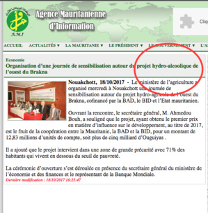 Organisation d’une journée de sensibilisation autour du projet hydro-alcoolique de l’ouest du Brakna Organisation d’une journée de sensibilisation autour du projet hydro-alcoolique de l’ouest du Brakna