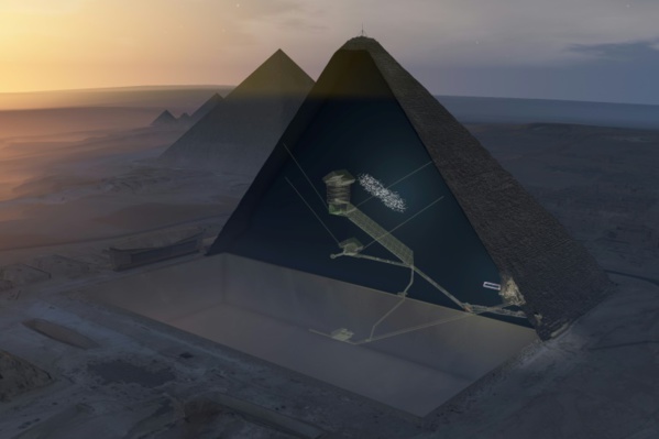 Une énorme cavité découverte au coeur de la pyramide de Khéops Une énorme cavité découverte au coeur de la pyramide de Khéops
