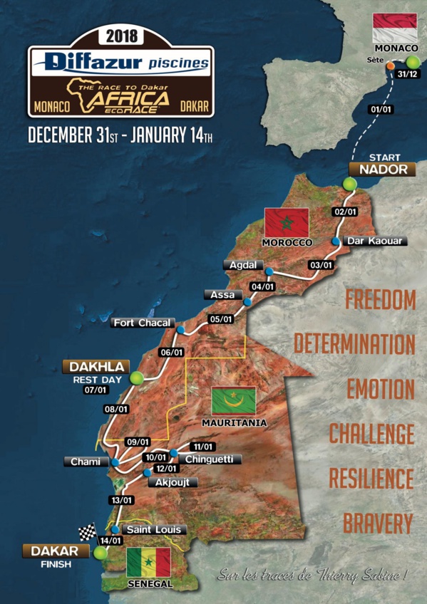 Parcours L’Africa Eco Race 2018 : première spéciale mauritanienne 100% nouvelle