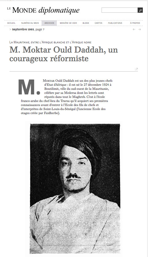 M. Moktar Ould Daddah, un courageux réformiste M. Moktar Ould Daddah, un courageux réformiste