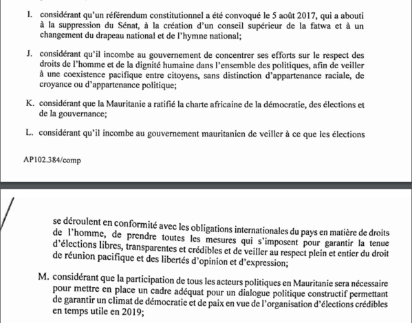 ACP - UE : proposition de résolution d'urgence sur la situation en Mauritanie ( version 20 décembre 2017 )