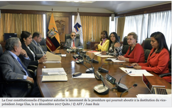 Equateur: feu vert à la procédure de destitution du vice-président Equateur: feu vert à la procédure de destitution du vice-président