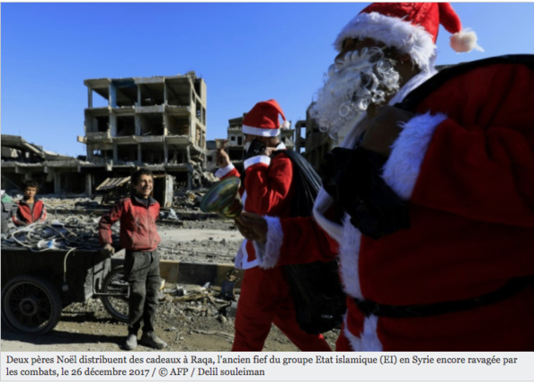 En Syrie, le père Noël fait escale à Raqa ravagée