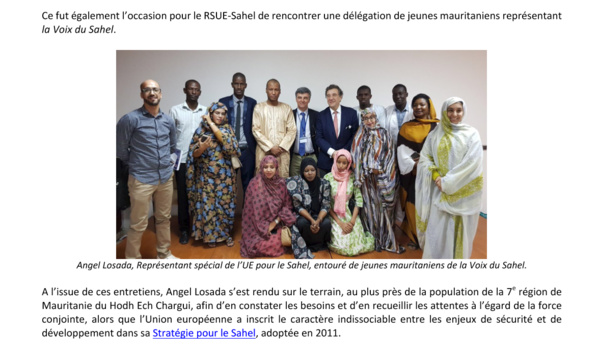 Sécurité et développement en Mauritanie : Le RSUE - Sahel Angel Losada sur le terrain, au plus près de la population ( photos ) Sécurité et développement en Mauritanie : Le RSUE - Sahel Angel Losada sur le terrain, au plus près de la population ( photos )