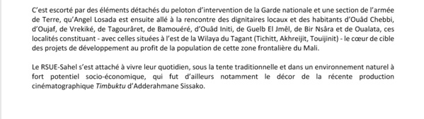 Sécurité et développement en Mauritanie : Le RSUE - Sahel Angel Losada sur le terrain, au plus près de la population ( photos )