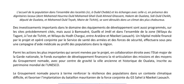 Sécurité et développement en Mauritanie : Le RSUE - Sahel Angel Losada sur le terrain, au plus près de la population ( photos )