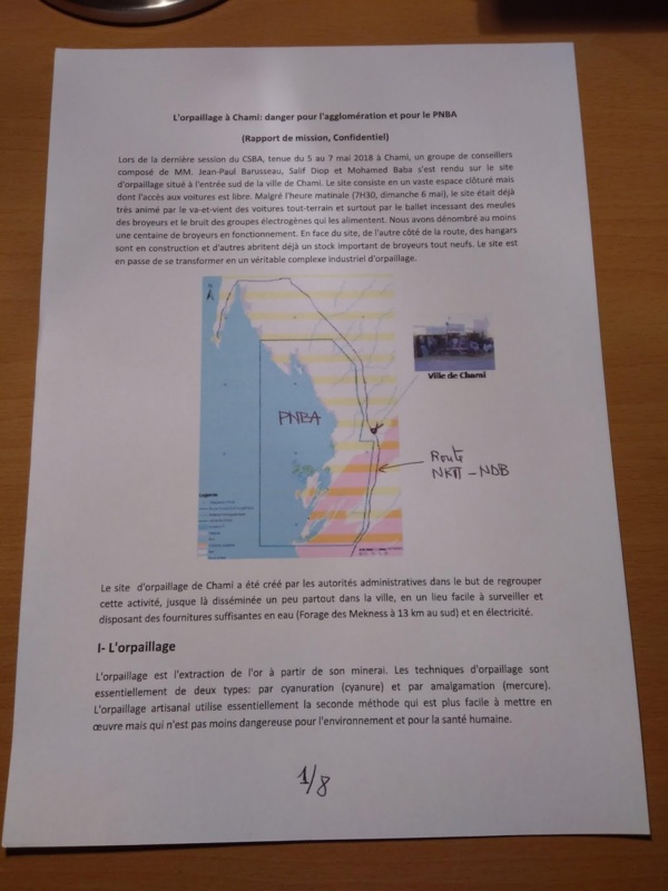 Orpaillage et pollution au Mercure à Chami : note confidentielle