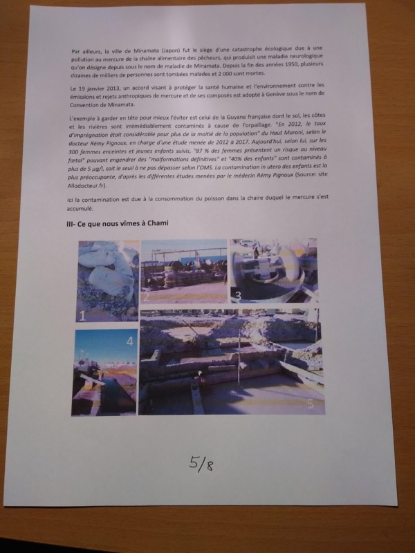 Orpaillage et pollution au Mercure à Chami : note confidentielle