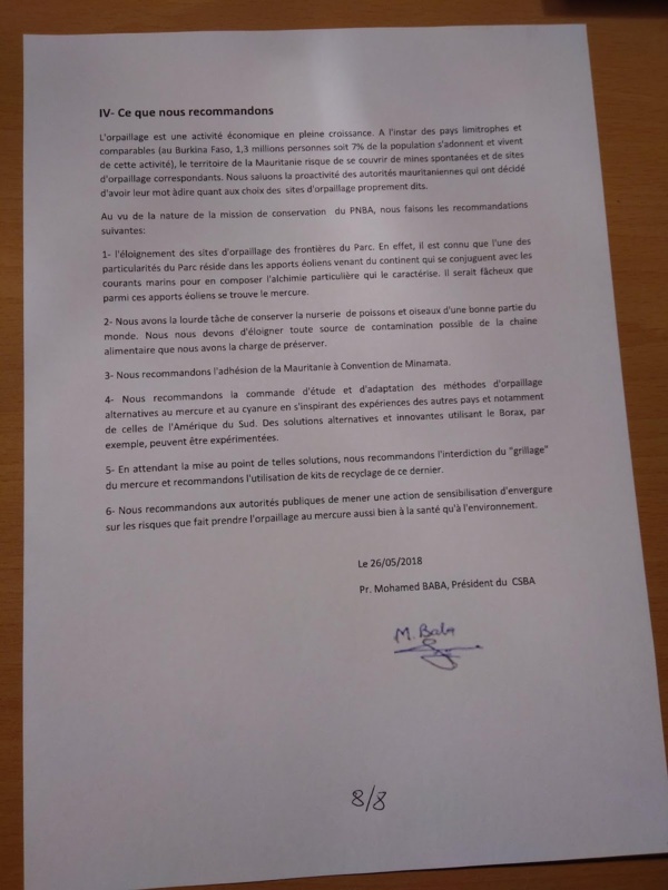 Orpaillage et pollution au Mercure à Chami : note confidentielle