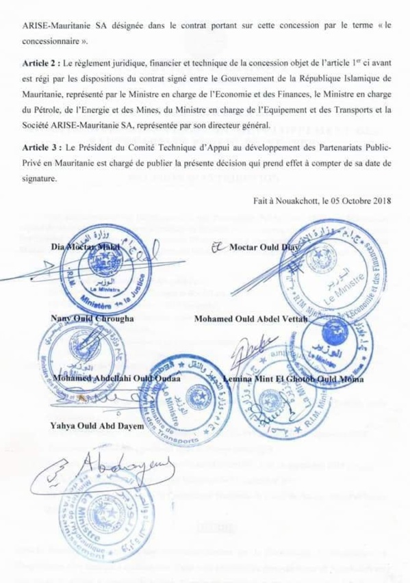 Polémique à propos d'un contrat signé par 7 ministres mauritaniens