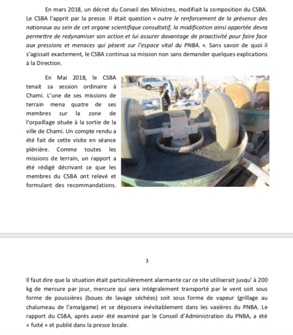 Première victime du Mercure de Chami… le Conseil Scientifique du Banc d’Arguin. Première victime du Mercure de Chami… le Conseil Scientifique du Banc d’Arguin.