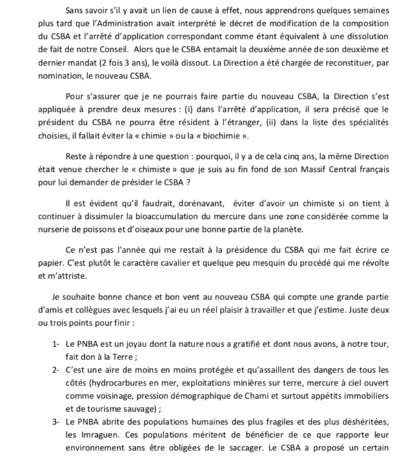 Première victime du Mercure de Chami… le Conseil Scientifique du Banc d’Arguin. Première victime du Mercure de Chami… le Conseil Scientifique du Banc d’Arguin.