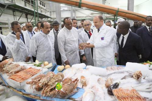 Le Président de la République et son hôte swatini visitent la Société mauritanienne des produits halieutiques Le Président de la République et son hôte swatini visitent la Société mauritanienne des produits halieutiques
