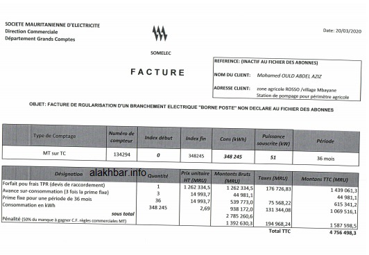 Fuite de documents de la Somelec prouvant la fraude d'Aziz Fuite de documents de la Somelec prouvant la fraude d'Aziz