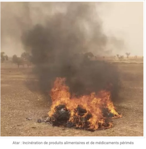 Atar : Incinération de produits alimentaires et de médicaments périmés Atar : Incinération de produits alimentaires et de médicaments périmés