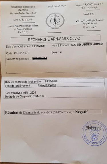 Voilà comment se passe la procédure du PCR à Nouakchott : j’y étais… Voilà comment se passe la procédure du PCR à Nouakchott : j’y étais…