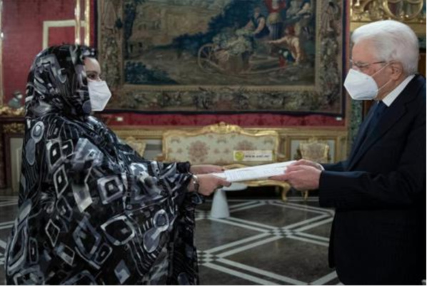 L’ambassadrice de Mauritanie en Italie présente ses lettres de créance