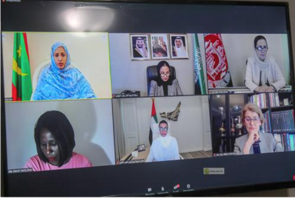 La Première Dame participe au lancement officiel virtuel de l'Année de la femme de l'ISESCO