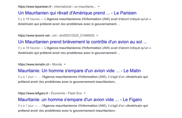 Insécurité à l’aéroport : la presse internationale reprend l'insensée bourde de l’agence mauritanienne d’information…