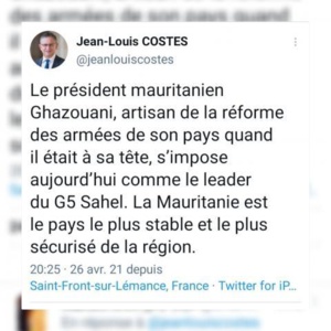 Maire français Jean-Louis Costes : " Ghazouani est l'artisan de la réforme des armées de son pays " Maire français Jean-Louis Costes : " Ghazouani est l'artisan de la réforme des armées de son pays "
