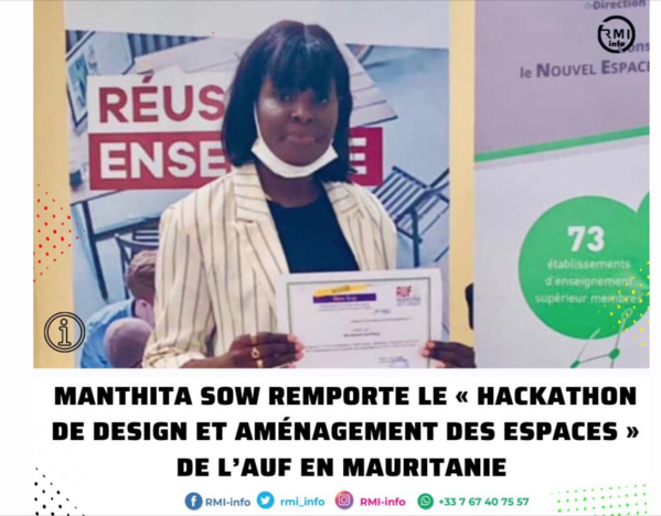 𝗠𝗮𝗻𝘁𝗵𝗶𝘁𝗮 𝗦𝗢𝗪 𝗿𝗲𝗺𝗽𝗼𝗿𝘁𝗲 𝗹𝗲 « 𝗵𝗮𝗰𝗸𝗮𝘁𝗵𝗼𝗻 𝗱𝗲 𝗱𝗲𝘀𝗶𝗴𝗻 𝗲𝘁 𝗮𝗺𝗲́𝗻𝗮𝗴𝗲𝗺𝗲𝗻𝘁 𝗱𝗲𝘀 𝗲𝘀𝗽𝗮𝗰𝗲𝘀 » 𝗱𝗲 𝗹’𝗔𝗨𝗙 𝗲𝗻 𝗠𝗮𝘂𝗿𝗶𝘁𝗮𝗻𝗶𝗲 𝗠𝗮𝗻𝘁𝗵𝗶𝘁𝗮 𝗦𝗢𝗪 𝗿𝗲𝗺𝗽𝗼𝗿𝘁𝗲 𝗹𝗲 « 𝗵𝗮𝗰𝗸𝗮𝘁𝗵𝗼𝗻 𝗱𝗲 𝗱𝗲𝘀𝗶𝗴𝗻 𝗲𝘁 𝗮𝗺𝗲́𝗻𝗮𝗴𝗲𝗺𝗲𝗻𝘁 𝗱𝗲𝘀 𝗲𝘀𝗽𝗮𝗰𝗲𝘀 » 𝗱𝗲 𝗹’𝗔𝗨𝗙 𝗲𝗻 𝗠𝗮𝘂𝗿𝗶𝘁𝗮𝗻𝗶𝗲