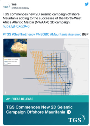 TGS lance une nouvelle campagne sismique 2D au large de la Mauritanie TGS lance une nouvelle campagne sismique 2D au large de la Mauritanie