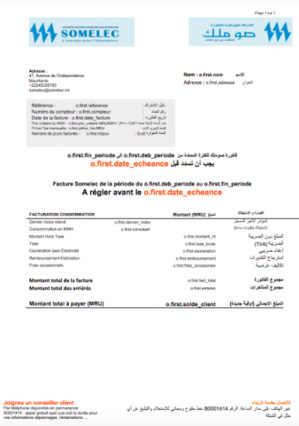 SOMELEC  : La langue arabe sera ajoutée aux factures d'électricité à partir de novembre 2021