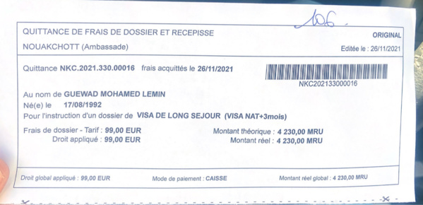 Urgent : à l’intention du consulat français à Nouakchott et du ministre des affaires étrangères et des mauritaniens de l’extérieur Urgent : à l’intention du consulat français à Nouakchott et du ministre des affaires étrangères et des mauritaniens de l’extérieur