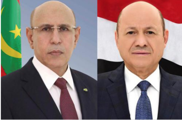 Le Président de la République réitère à son homologue yéménite la détermination de la Mauritanie à renforcer la coopération entre le deux pays frères