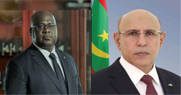 Le Président de la République réaffirme à son homologue de la République Démocratique du Congo la volonté de la Mauritanie d’œuvrer pour le renforcement des relations entre les deux pays Le Président de la République réaffirme à son homologue de la République Démocratique du Congo la volonté de la Mauritanie d’œuvrer pour le renforcement des relations entre les deux pays