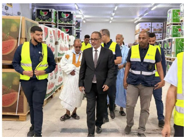 Le président de l’Union nationale du patronat inspecte les derniers préparatifs en vue de l’exportation par voie maritime de la première cargaison de pastèques Le président de l’Union nationale du patronat inspecte les derniers préparatifs en vue de l’exportation par voie maritime de la première cargaison de pastèques