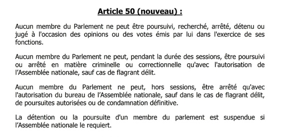 La loi est claire : immunité ne veut pas dire impunité