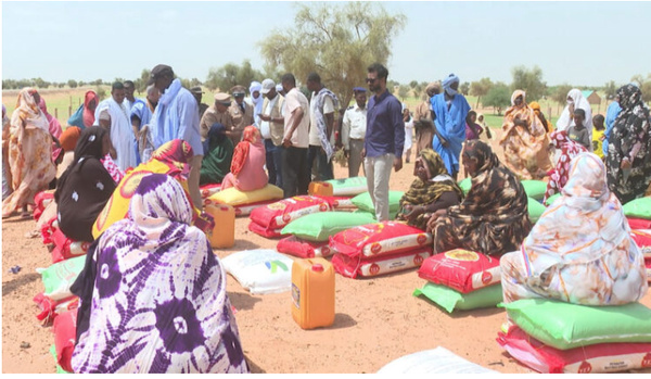 Kiffa : distribution d’aides alimentaires à 38 familles affectées par les récentes pluies Kiffa : distribution d’aides alimentaires à 38 familles affectées par les récentes pluies