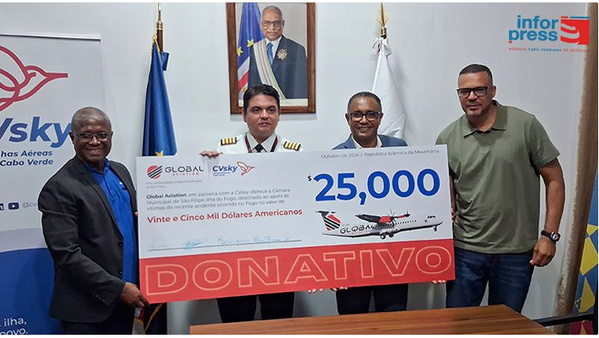 Fogo : CVsky Airways et Global Aviation de Yacoub Sidya font un don de 25 000 dollars pour soutenir les victimes de l’accident du 5 septembre Fogo : CVsky Airways et Global Aviation de Yacoub Sidya font un don de 25 000 dollars pour soutenir les victimes de l’accident du 5 septembre