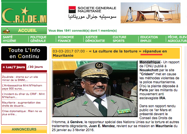 Torture en Mauritanie : mensonges, graves omissions de la presse et faiblesses du rapporteur de l'ONU...