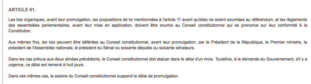 Ultime aberration de notre constitution arrivage : le conseil constitutionnel ne peut rien face à l'article 38...