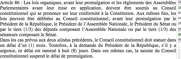Ultime aberration de notre constitution arrivage : le conseil constitutionnel ne peut rien face à l'article 38...