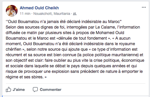 Mauritanie : Rumeur infondée sur l’expulsion du Maroc de l’opposant Ould Bouamatou, selon un haut diplomate marocain