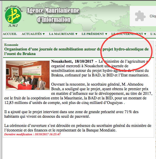 Organisation d’une journée de sensibilisation autour du projet hydro-alcoolique de l’ouest du Brakna