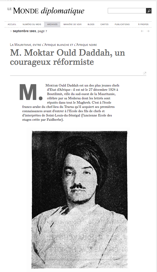 M. Moktar Ould Daddah, un courageux réformiste