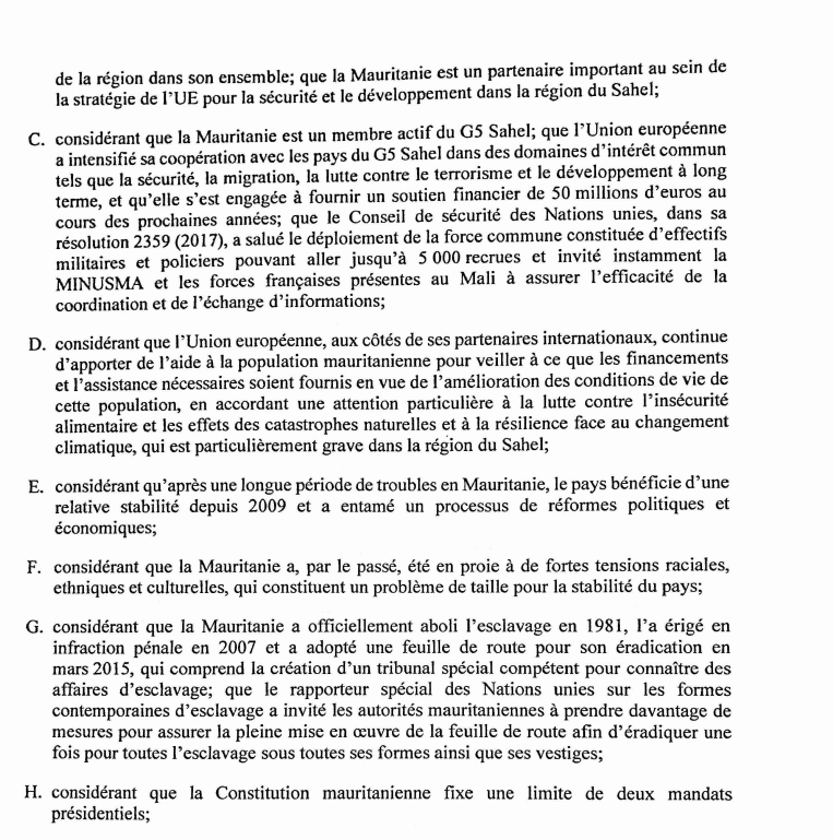 ACP - UE : proposition de résolution d'urgence sur la situation en Mauritanie ( version 20 décembre 2017 )