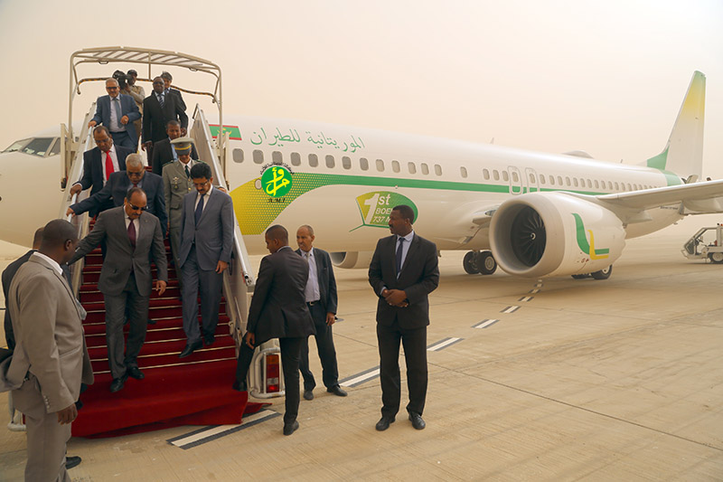 Le Président de la République supervise la réception par la Mauritania Airlines d'un nouvel avion de type Boeing