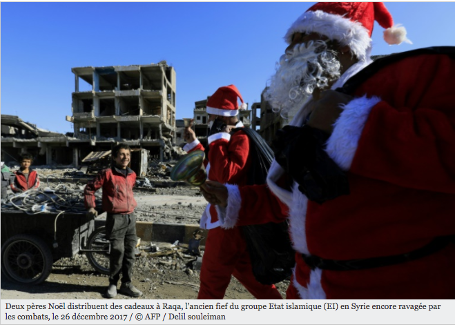 En Syrie, le père Noël fait escale à Raqa ravagée