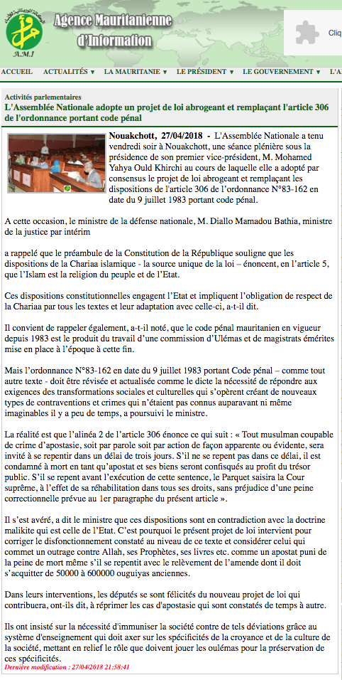 Fuite des responsables maures dans l’affaire Mkheitir : des ministres négro-mauritaniens envoyés justifier la nouvelle loi radicale…