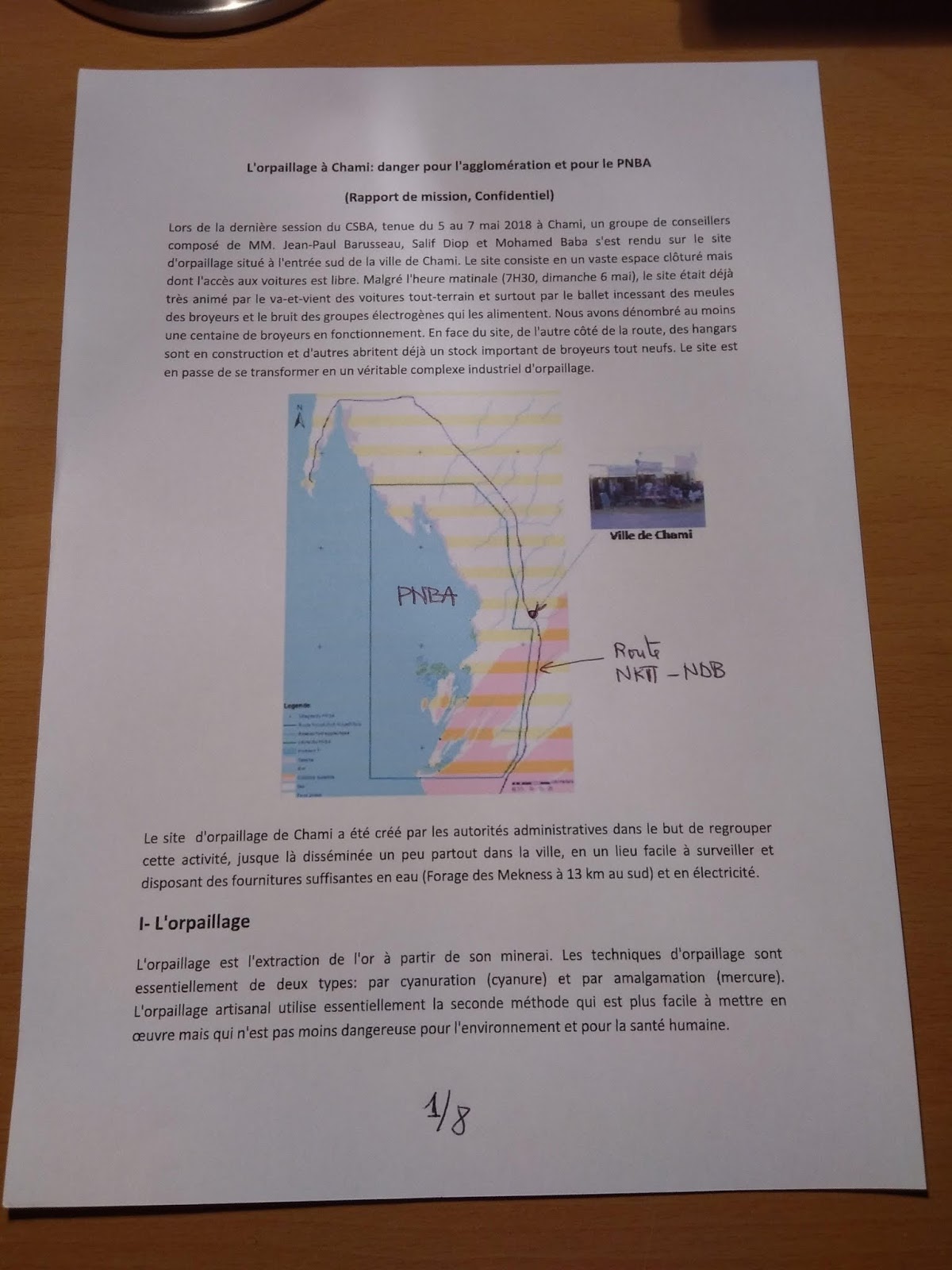 Orpaillage et pollution au Mercure à Chami : note confidentielle