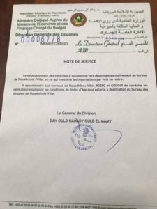 Les dédouanements de véhicules ne sont plus autorisés à Nouadhibou, Rosso et Kouki Les dédouanements de véhicules ne sont plus autorisés à Nouadhibou, Rosso et Kouki