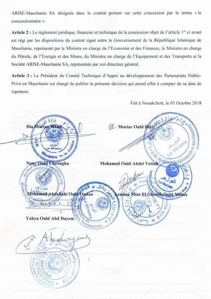 Polémique à propos d'un contrat signé par 7 ministres mauritaniens