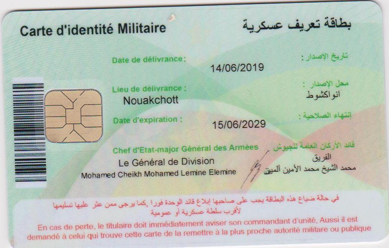 Mauritanie : nouvelle carte d’identité militaire biométrique